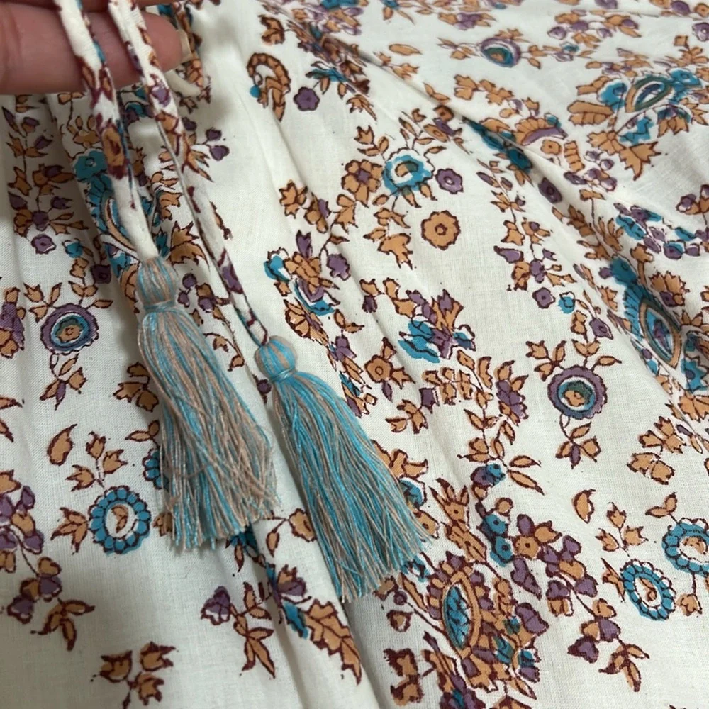 MILLIE WOMENS DAISY TASEL TIE MINI DRESS CREAM FLORAL Sz XL NEW - Picture 11 of 12